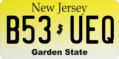 NJ license plate B53UEQ