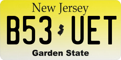 NJ license plate B53UET