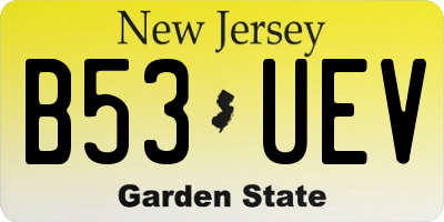 NJ license plate B53UEV