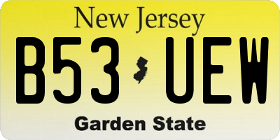 NJ license plate B53UEW