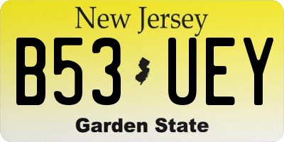 NJ license plate B53UEY
