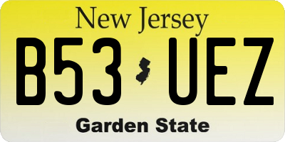 NJ license plate B53UEZ