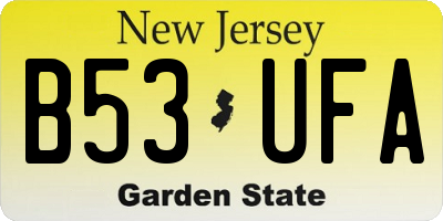NJ license plate B53UFA