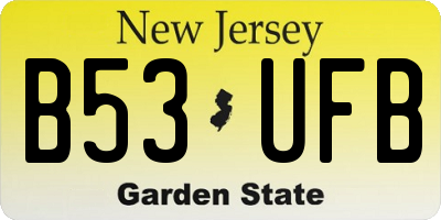 NJ license plate B53UFB