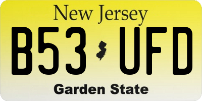 NJ license plate B53UFD