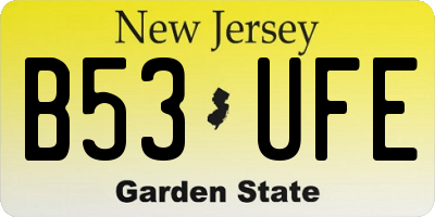 NJ license plate B53UFE
