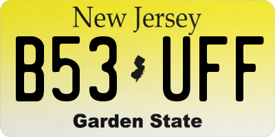 NJ license plate B53UFF