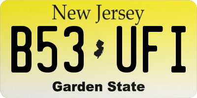 NJ license plate B53UFI