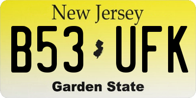 NJ license plate B53UFK