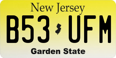 NJ license plate B53UFM