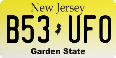 NJ license plate B53UFO