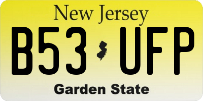 NJ license plate B53UFP