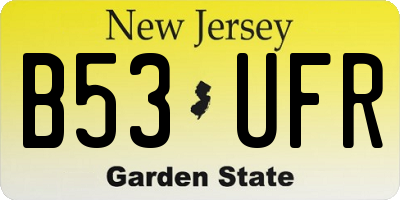 NJ license plate B53UFR