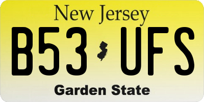 NJ license plate B53UFS