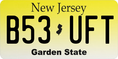 NJ license plate B53UFT