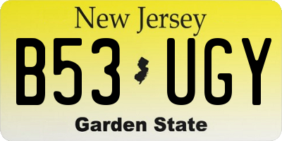 NJ license plate B53UGY