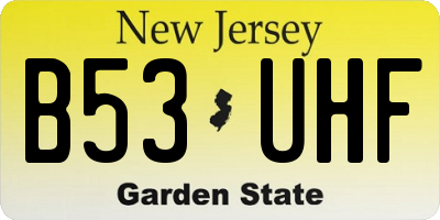 NJ license plate B53UHF
