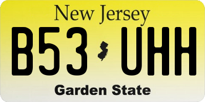 NJ license plate B53UHH