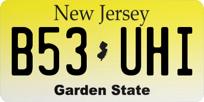 NJ license plate B53UHI