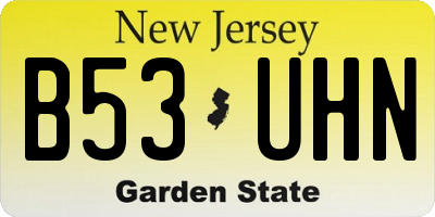 NJ license plate B53UHN