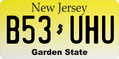 NJ license plate B53UHU