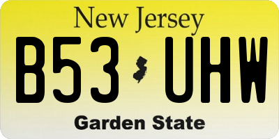 NJ license plate B53UHW