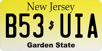 NJ license plate B53UIA