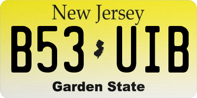 NJ license plate B53UIB