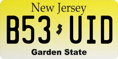 NJ license plate B53UID