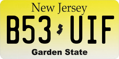 NJ license plate B53UIF