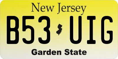 NJ license plate B53UIG