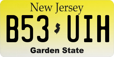 NJ license plate B53UIH