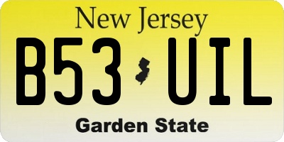 NJ license plate B53UIL
