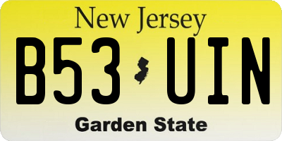 NJ license plate B53UIN