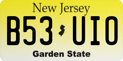NJ license plate B53UIO