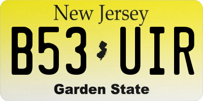 NJ license plate B53UIR