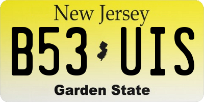 NJ license plate B53UIS