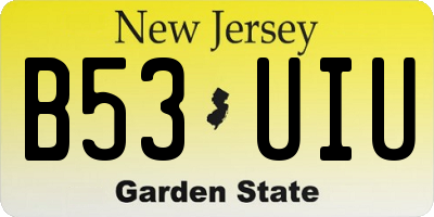NJ license plate B53UIU