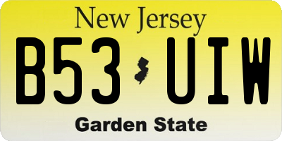NJ license plate B53UIW