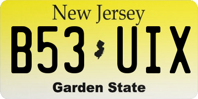 NJ license plate B53UIX