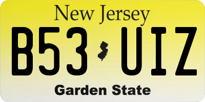 NJ license plate B53UIZ