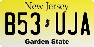 NJ license plate B53UJA