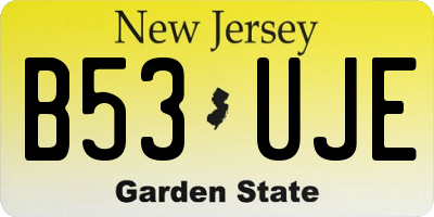 NJ license plate B53UJE