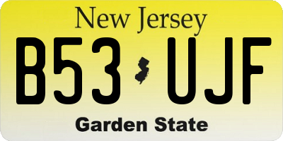 NJ license plate B53UJF