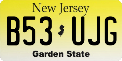 NJ license plate B53UJG