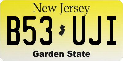 NJ license plate B53UJI