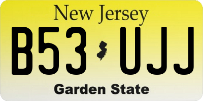 NJ license plate B53UJJ