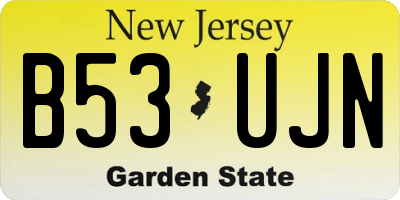 NJ license plate B53UJN