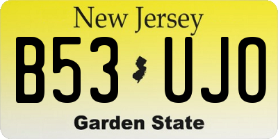 NJ license plate B53UJO
