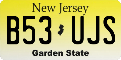 NJ license plate B53UJS